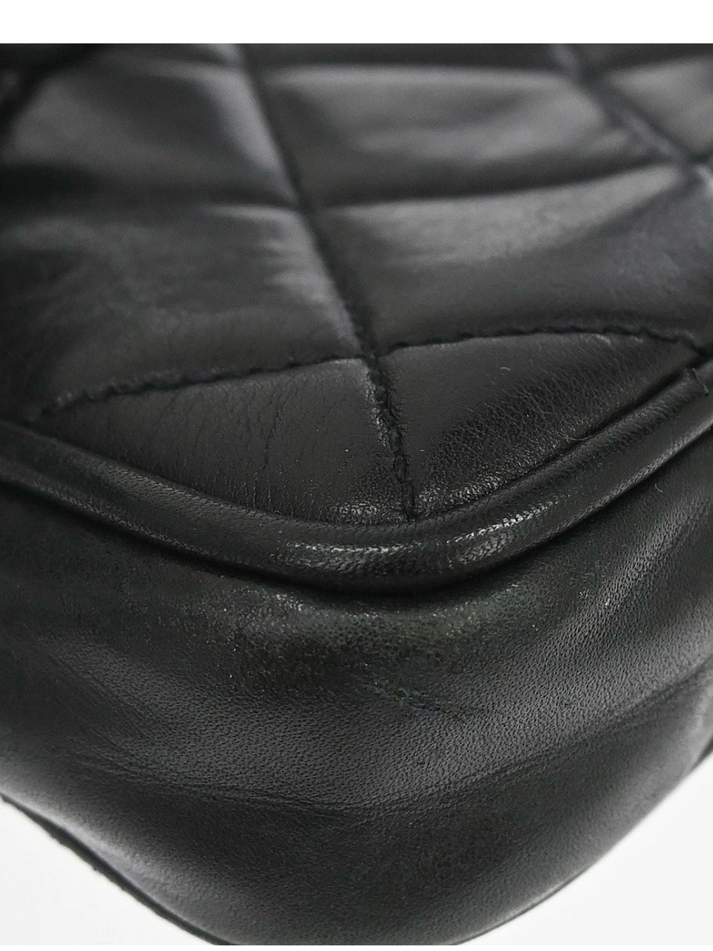 Authentic CHANEL 1991 black lambskin vintage mini belt bum bag waist 70cm - Picture 4 of 10